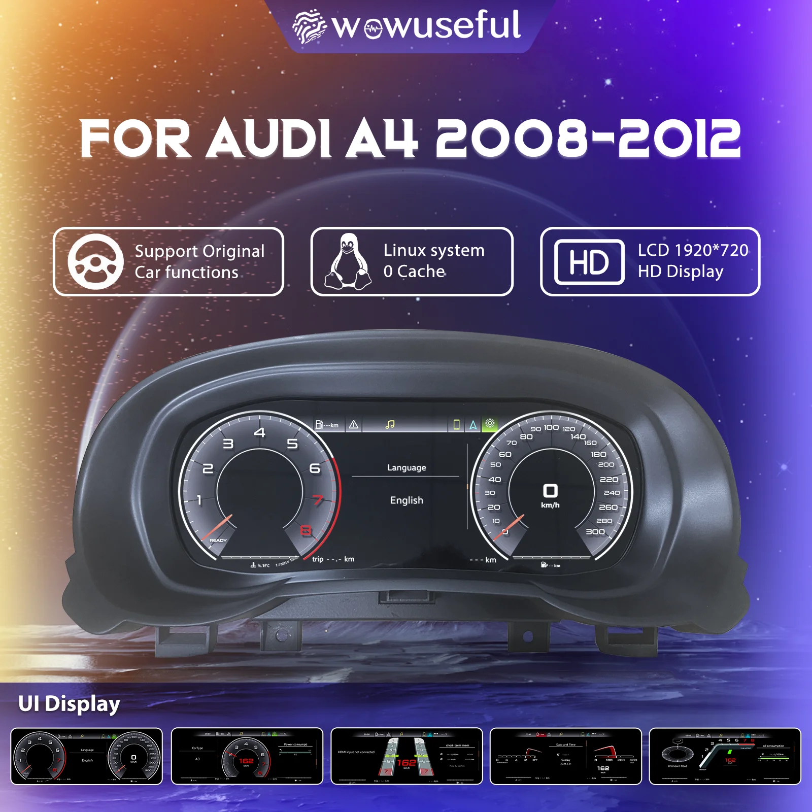 Velocímetro LCD de 1920*720, Panel de Instrumentos Digital para Audi S1 A1, Años 2010-2018, Tablero Virtual 1