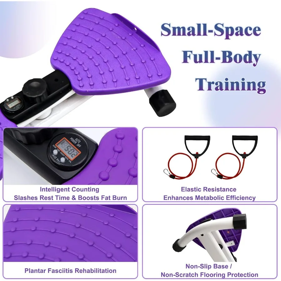 Waist Twister Ab Machine, 330 lbs Capacity, Noiseless Anti-Slip Twist Board with Resistance Bands, Adjustable Tension Knob & Foo