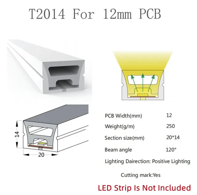 thumbnail image 1 of Tira de luces LED de neón flexible de 1 a 5 m/pieza con carcasa de perfil para empotrar, resistente al agua, IP67, para decoración de exteriores, 1 of 5