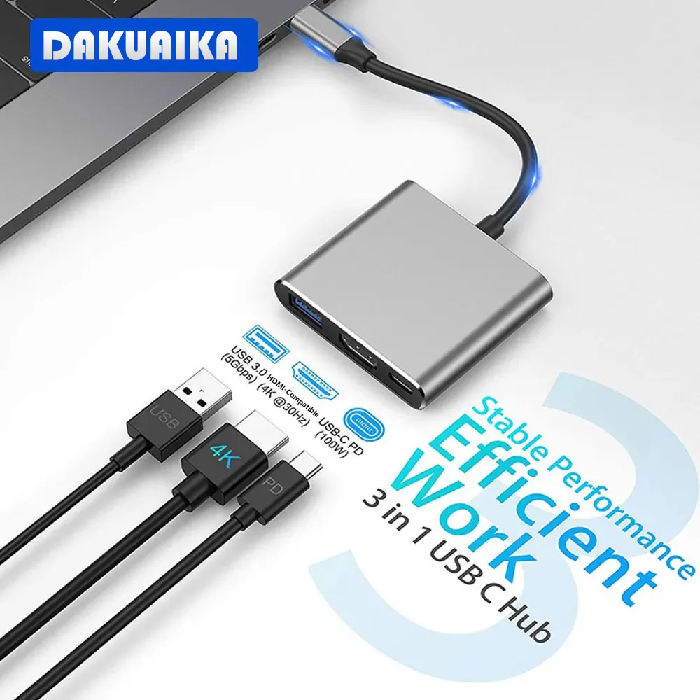 

4K 30Hz USB Type C Hub HDMI-Compatible HDTV Type-C USB 3.0 For Ipad Pro 2018 2020 Huawei Samsung S8 Plus Tablet PC Accessories