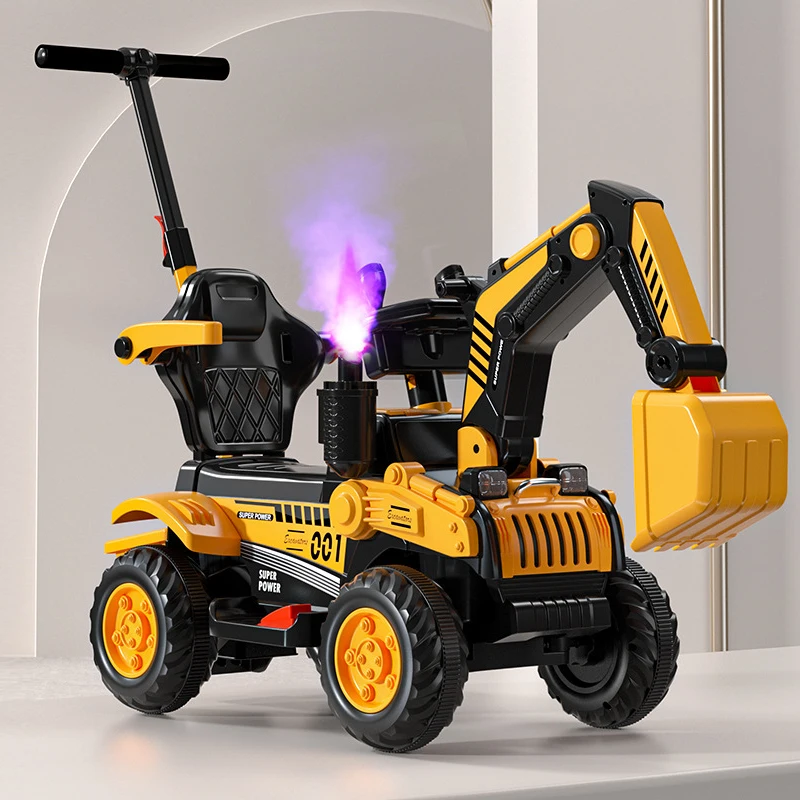 Children's Electric Excavator Construction Vehicle Remote Control Car Excavator Toy with Light and Music For 1-6 years old