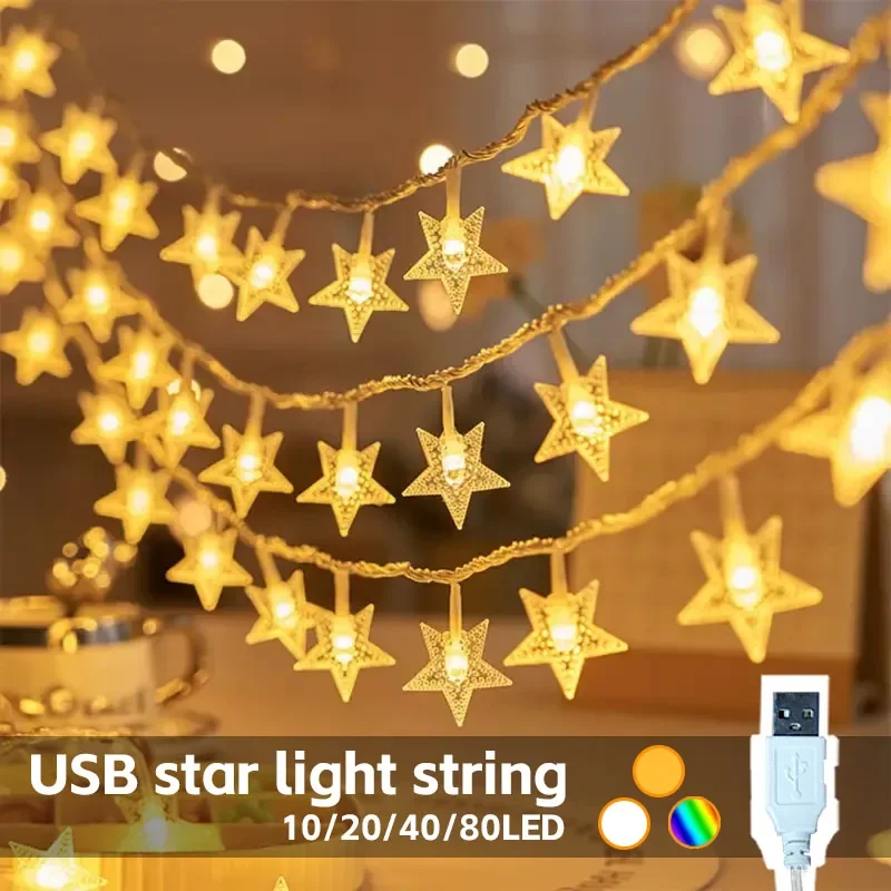 Twinkling Star LED String Lights - USB Powered Decorative Lighting