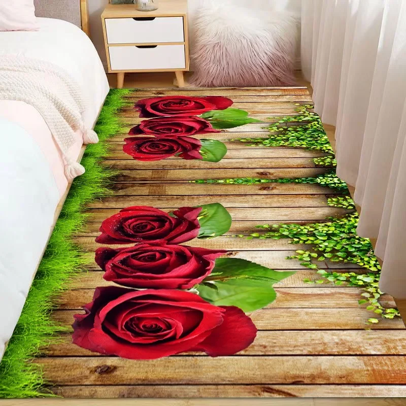 Ins Style Beautiful Flowers Carpet Living Room Sofa Bedroom Study Kitchen Entrance Door Mat Non-slip Light Luxury Home Decor Rug