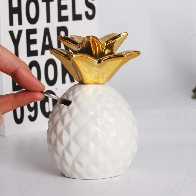 セラミック収納ジャー,金メッキ,パイナップルとゴールド,リビング