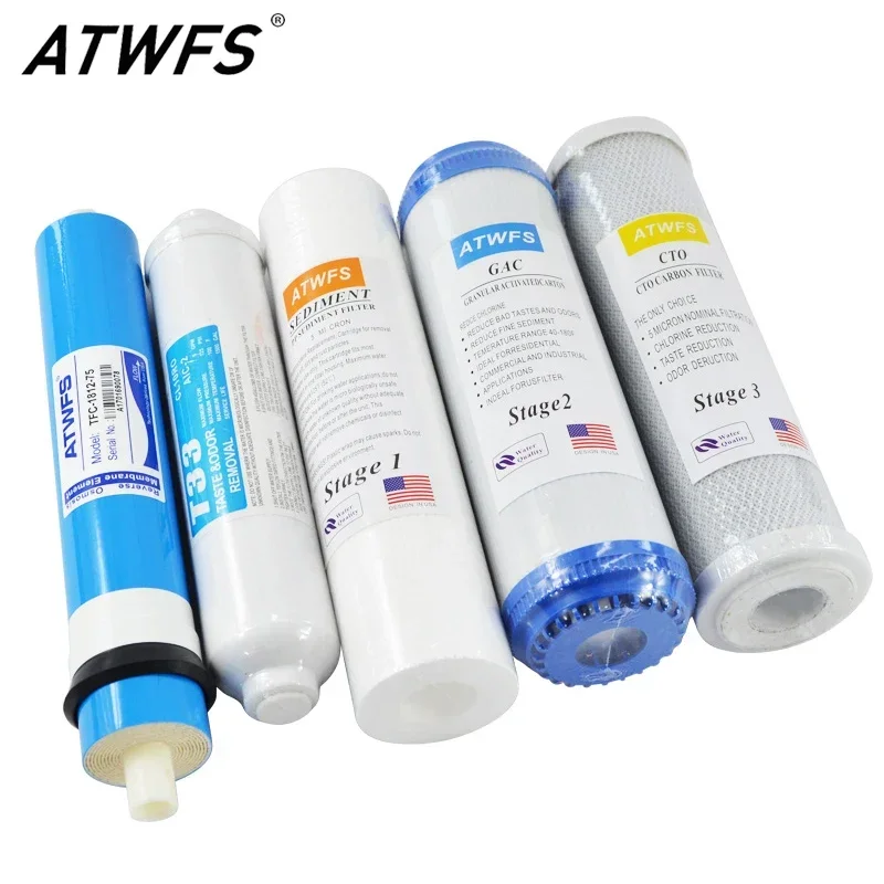 Filtre De Rechange 5 Étapes Pour Osmose Inverse - 9 Cartouches (dont Membrane 75 GPD), Kit 1 An, Compatible UMK