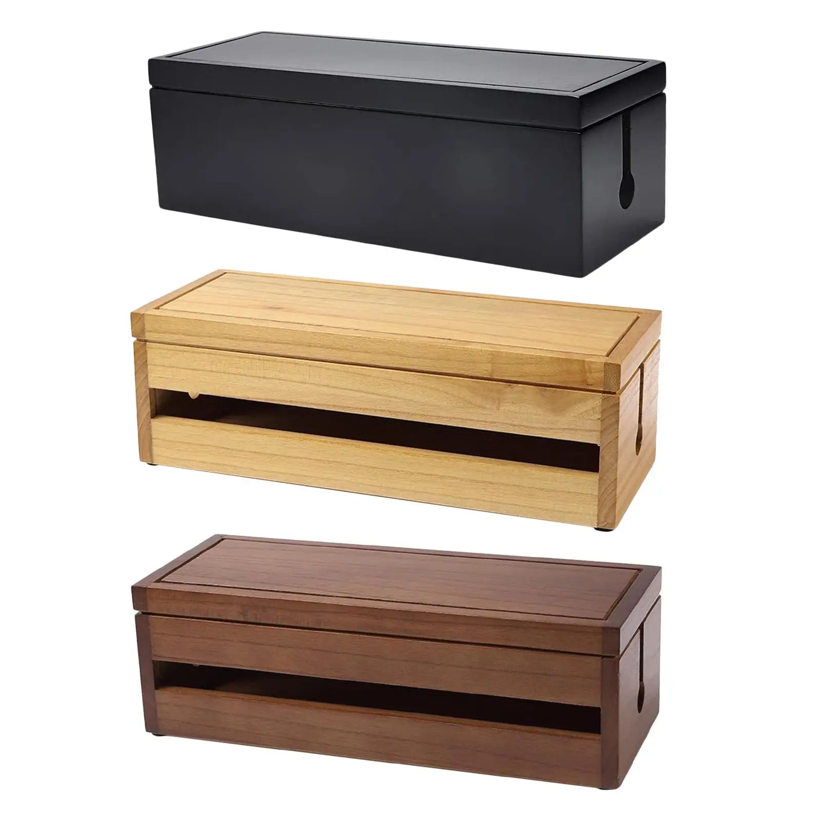 Cable Management Box, 14.8x5.6x4.8 inch, Wooden Case, Cord Organizer for Desk TV