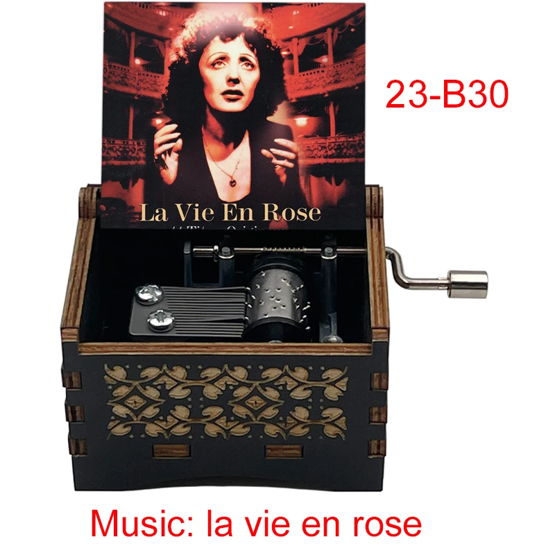 Hand Edith Piaf print France La Vie En Rose Wooden Music Box Musical Theme Song Caixa De Musica Party Casket large stock