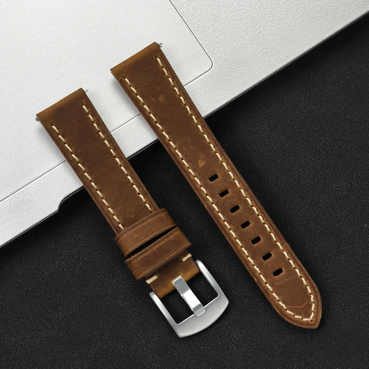 Luxury Leather Watch Strap - Premium Soft Band Replacement, 20mm/22mm