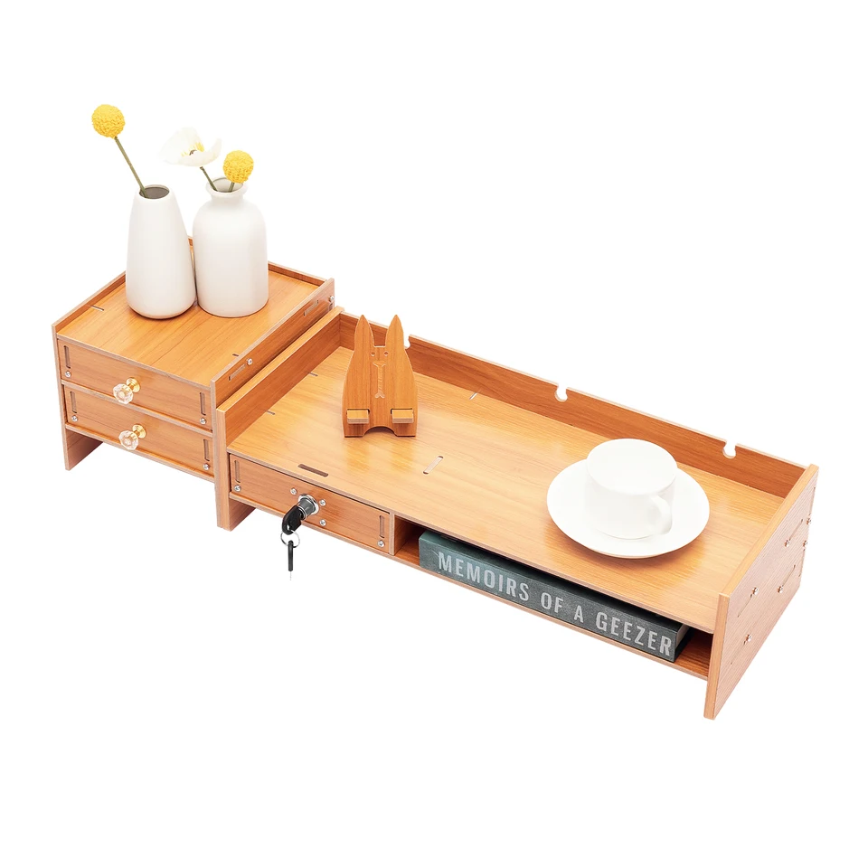 Modern MDF Computer Monitor Stand with Drawers