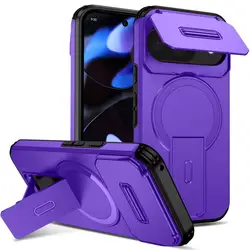 Enhanced Shockproof Magnetic Case with Lens Protection and Stand Bracket - Wireless Charging Compatible Cover - Google Pixel 10 (PURPLE)
