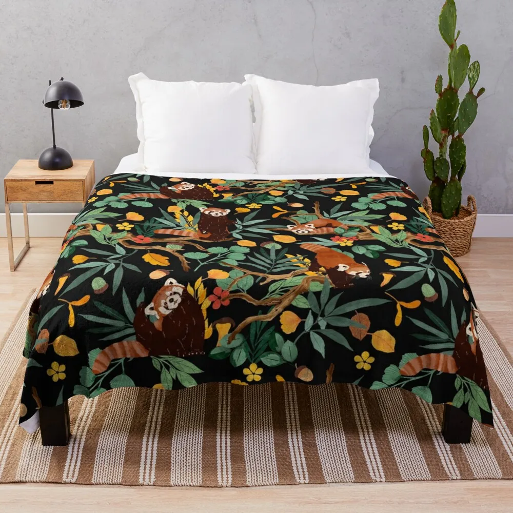

RED PANDAS IN DARK WILD NATURE Throw Blanket Moving Blanket