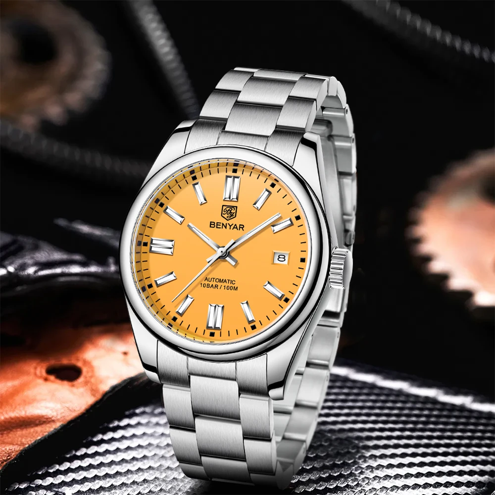 Mechanical Watch Sports Men Wristwatches Stainless Steel Automatic 10Bar Waterproof Watch for Men