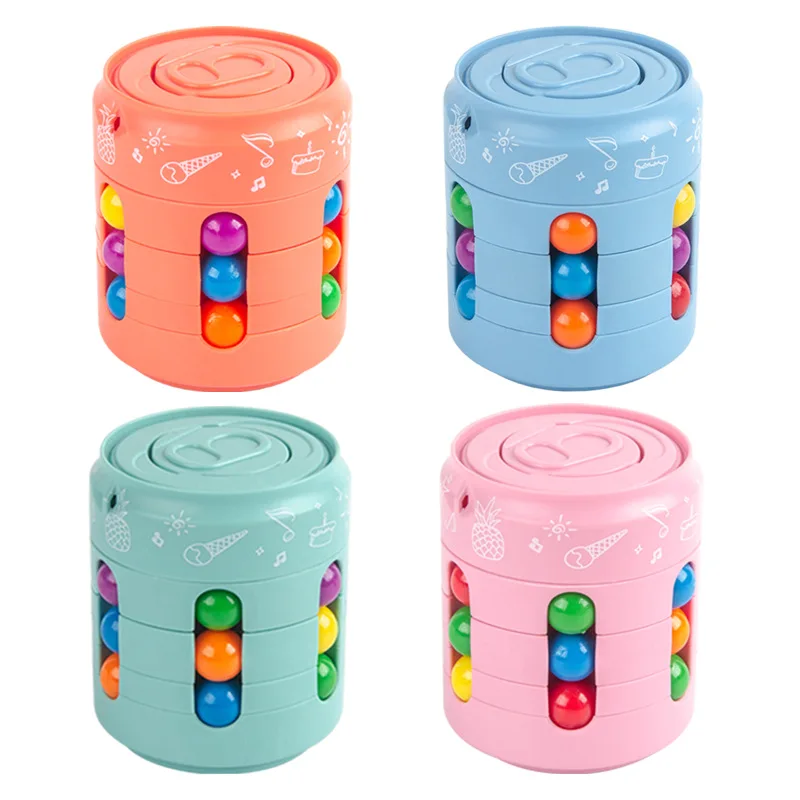 New 2 In 1 Magical Beans Fingertip Spinner Toys Rotating Small Magic Beads Cube Stress Relief Children Puzzle Decompression Toys images - 6