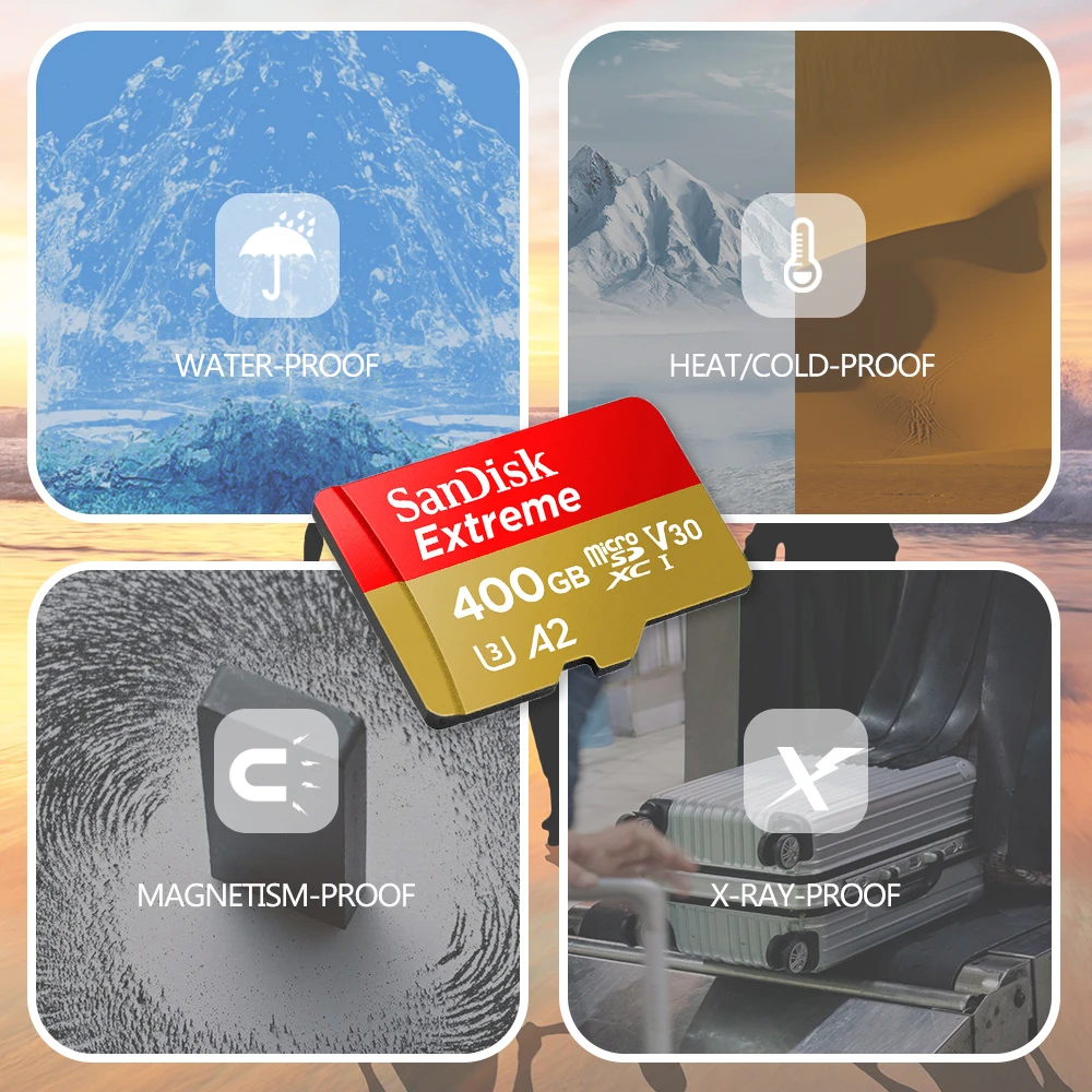 Cartão MicroSD SanDisk Extreme MicroSDXC, A2, U3, UHS-I, V30, USB 3.0: 32GB - 64GB - 128GB - 256GB - 512GB - 1TB
