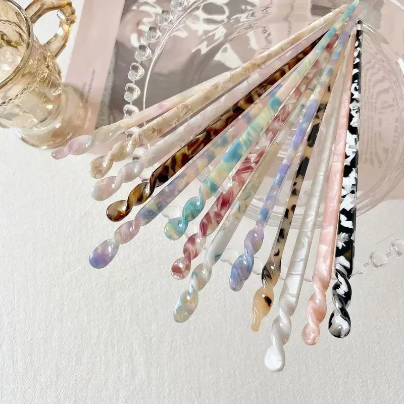 Chinese Style Hair Sticks Vintage Acetate Chopstick Women Hairpins Clips Wedding Jewelry Girl Beauty Styling Accessories