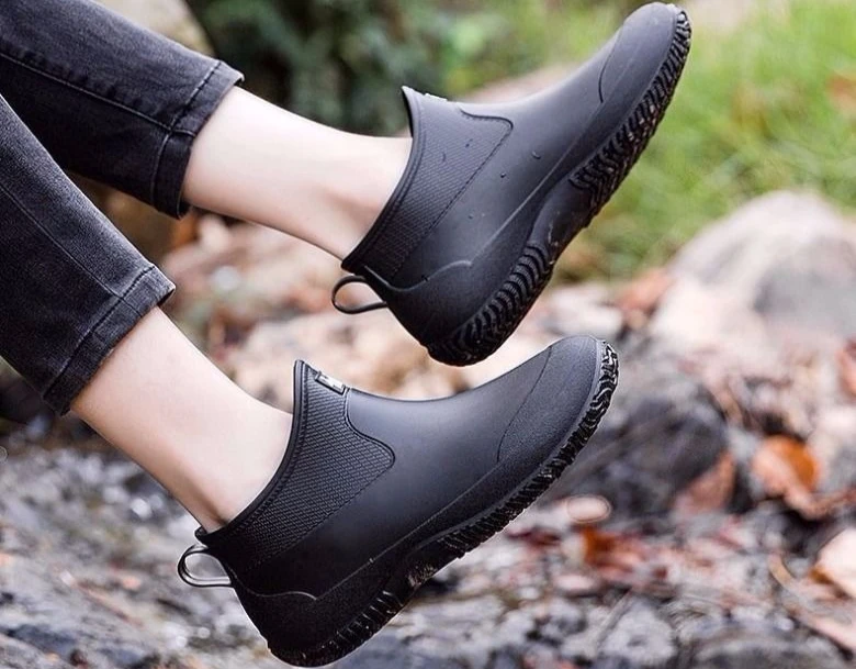 Men's Soft Rubber Rain Boots, Wide Toe, Slip Resistant, For Garden & Work_voghion.com