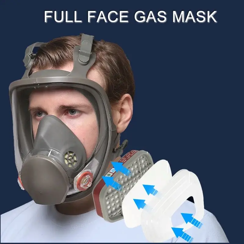 

6800 High Quality Anti-Fog Full Face Gas Respirator With Dual Filtering Cartridge Dust Mask Face Painting Work Safety Protector