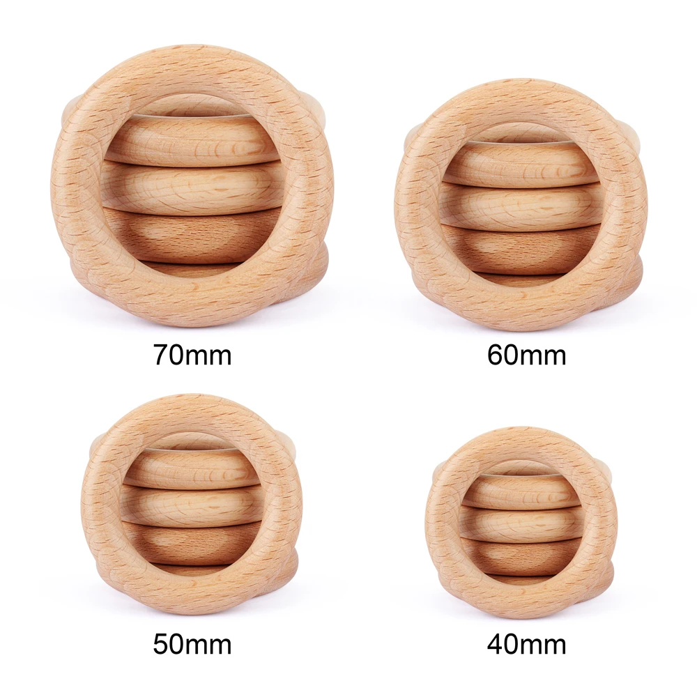1pcs Wooden Baby Teether Wooden Circle Cartoon Animals DIY Pacifier Chain Accessories Teething Toys Gifts Food Grade Material