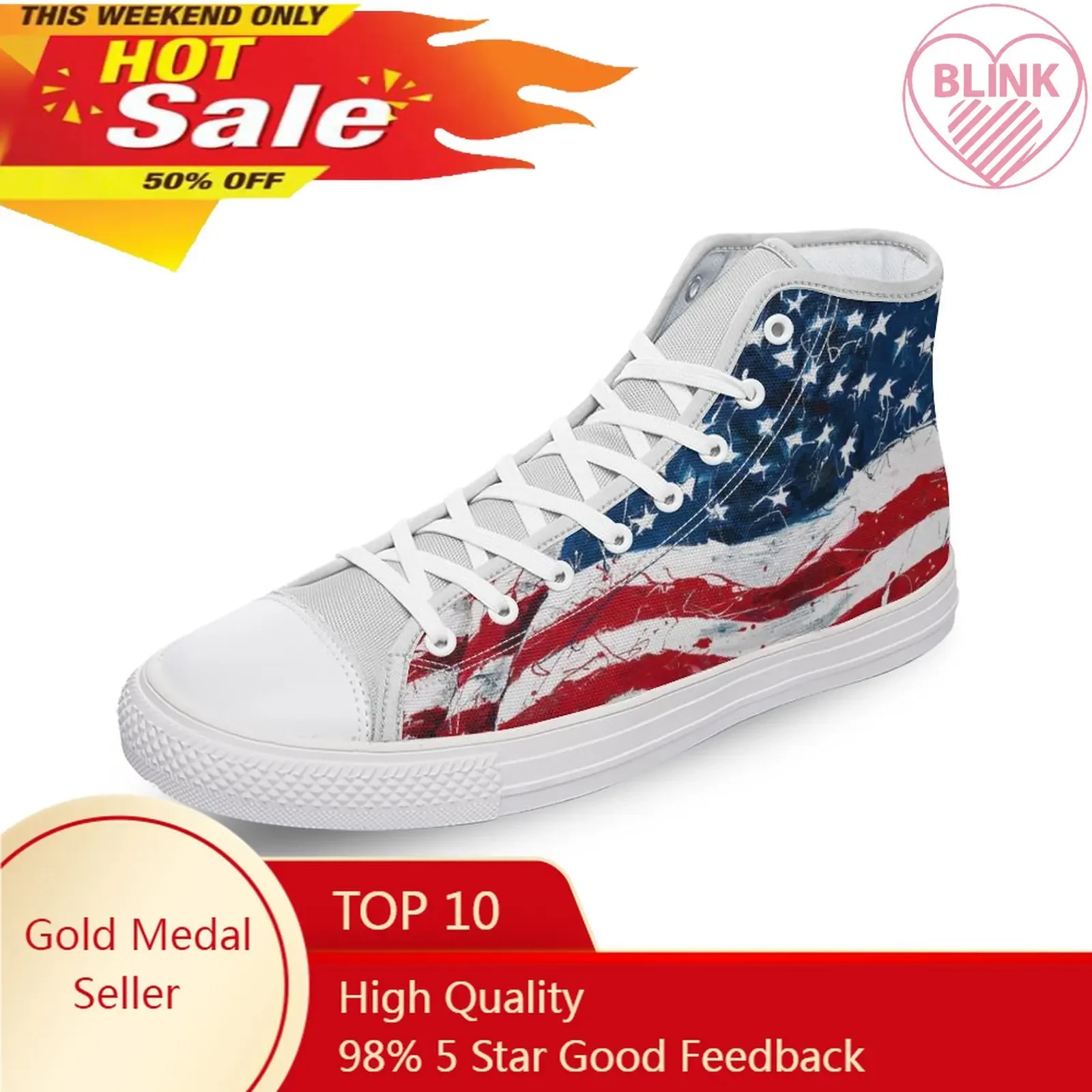 American Flag High-top Canvas Shoes Diy Luxury Men's and Women's Casual Shoes Fashion Ladies Flat Sneakers Cowboy Zapatillas 2021 spring and autumn new flat low top canvas shoes female fashion student trend ladies sneakers casual shoes