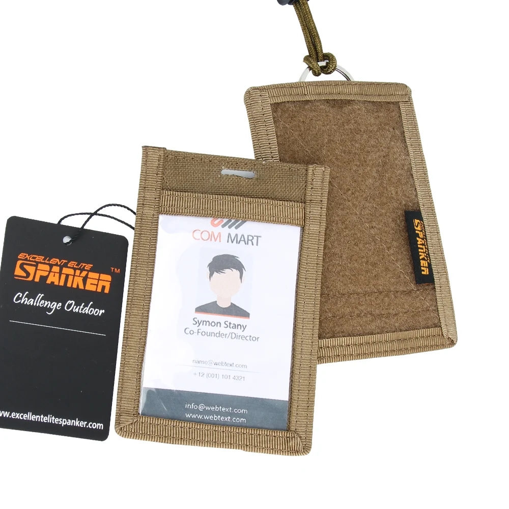Tactical ID Card Holder Hook Loop Patch Tour Badge Holders Outdoor Travel Pouch  Cycling Purse and Nylon Lanyard 5