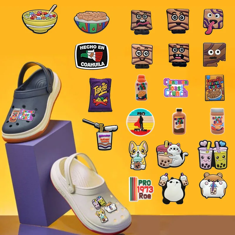 1 Pz Cibo Messicano Ciondoli Per Scarpe In Pvc Per Croc Cannella Toast Crunch Croc Charm Bubble Tea Zoccolo Pin Cheetos Takis Decorazioni Per Scarpe