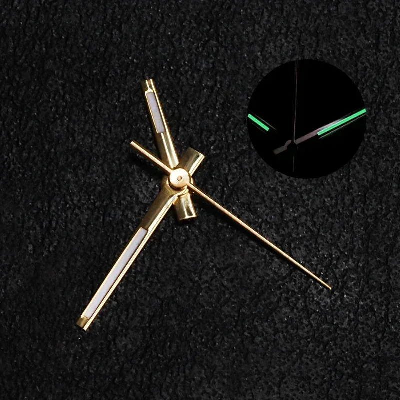 RoseGold Silver Gold Watch Hands with Green Luminous Finish - 3-Pin Pointers and Accessories
