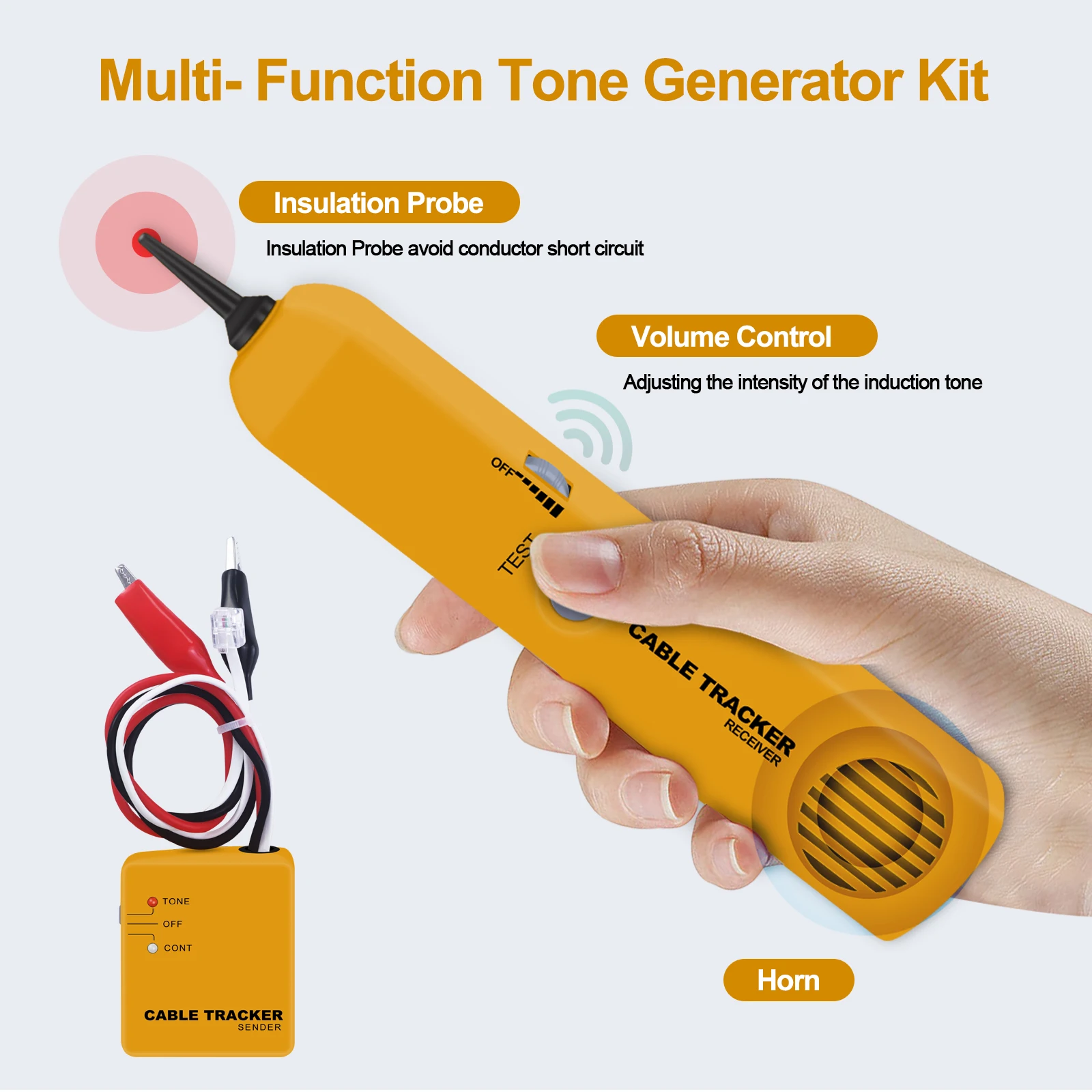 Xin Tester Wire Toner Cable Tracer, Tone Generator and Probe Kit High Accuracy Network Cable Jack Testers Ethernet Circuit Trace 5