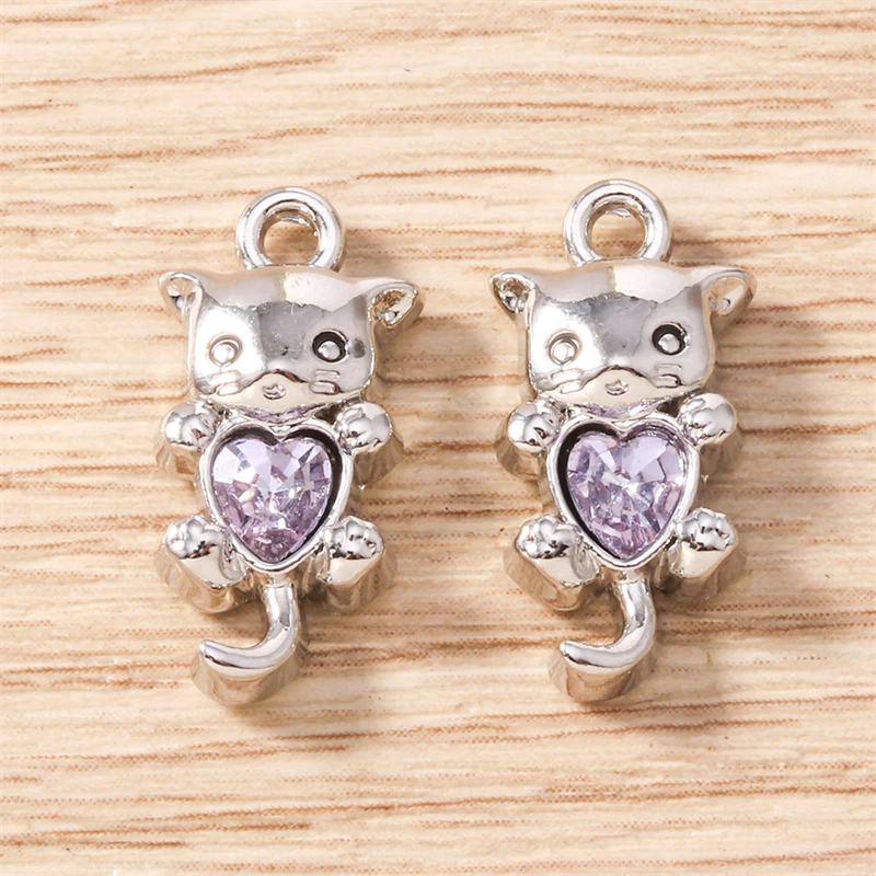 5 Stück 9 x 18 mm Cartoon-Tier-Charms aus Kristallmetall, Katzen-Charms, Anhänger für Halsketten, Ohrringe, Armbänder, DIY-Handwerk, Schmuckherstellung – Detail 12