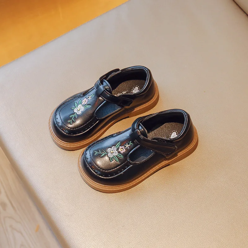 Girls Baby Mary James Embroidered Floral Toddler Fall Shoes Vintage Cover Toe Comfortable Kids Shoes for mary jane shoes girls shoes