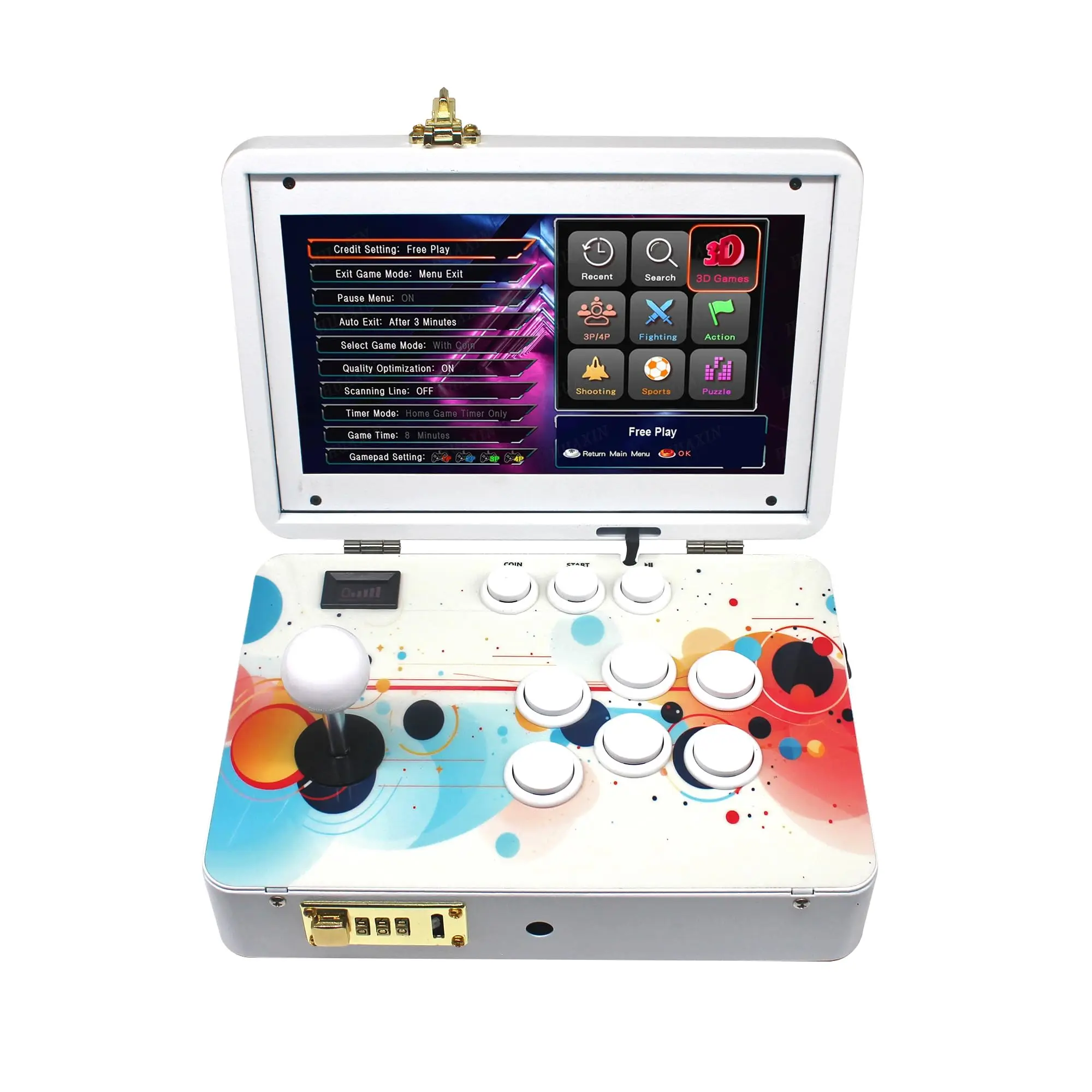아케이드 게임 콘솔, 9800개 게임, 10.1인치 HD 화면, 듀얼 플레이어, 32G..