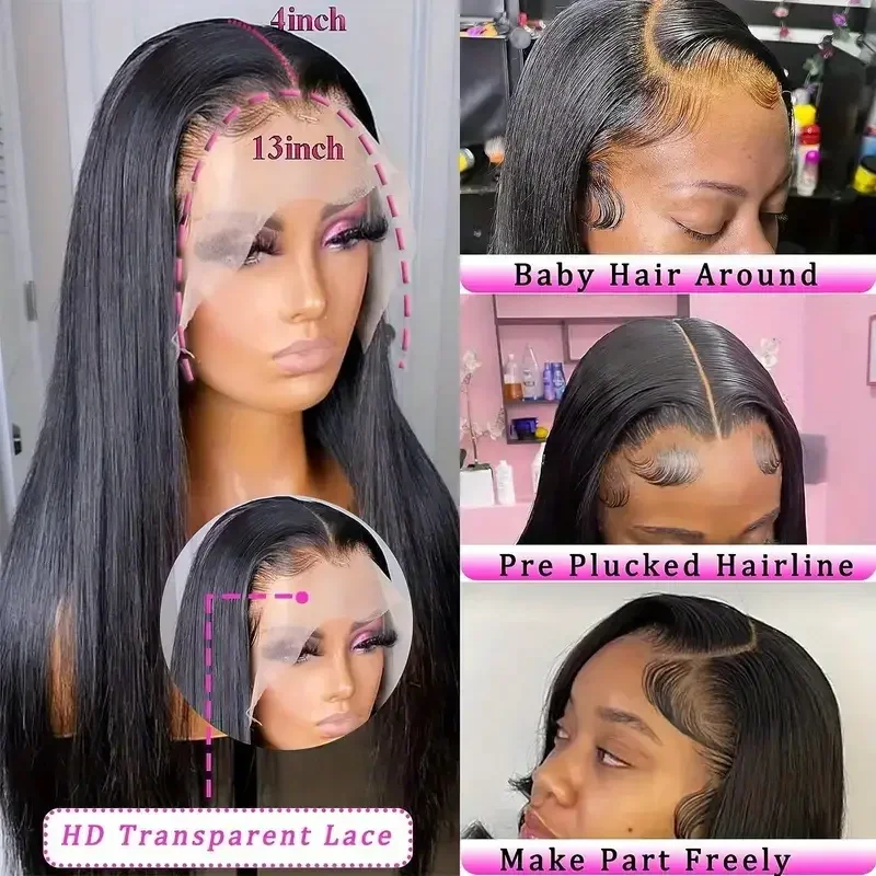 180% straight hd lace frontal 13x4 HD Lace Frontal Human Hair Wigs For Women 100% human hair pre-cut 26 28 30 human hair wig