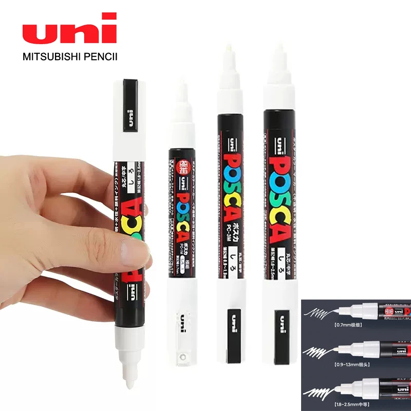 1pcs Japan UNI White Posca Markers Pens Acrylic Highlighter PC-1M/3/5M  Graffiti Drawing Manga Stationery Art Supplies Stationery - AliExpress