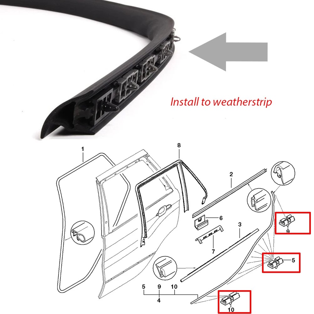 8 Stück graue Wetterst reifen Clips für bmw x5 e53 Tür dichtung Clip vorne hinten 51717006757 Motorhaube Montage Kunststoff Befestigungs dichtung – Detail 2
