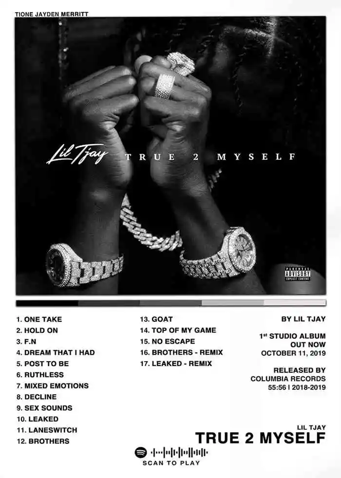 Hip Hop Pop Rapper Lil TJay Posters New Music Album 222 Cover For  