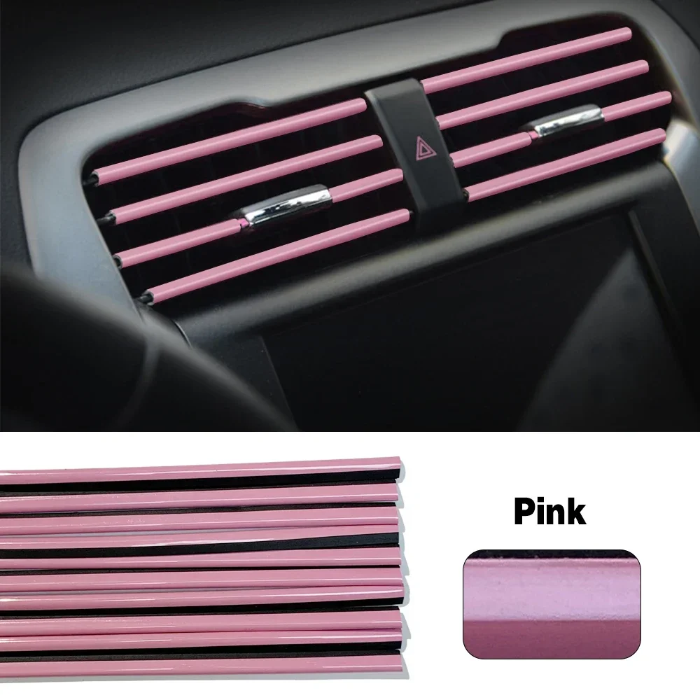 10Pcs Bunte Auto Zubehör DIY Auto Innen Klimaanlage Outlet Vent Grille Chrom Dekoration Streifen Auto Styling Dekorieren – Detail 18