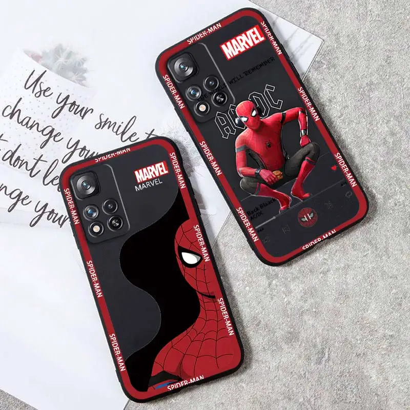 

Marvel Superhero Spiderman Art Phone Case For Xiaomi Redmi Note 12 11E 11S 11 11T 10 10S 9 9T 9S 8 Pro Plus 5G 7 Black Cover