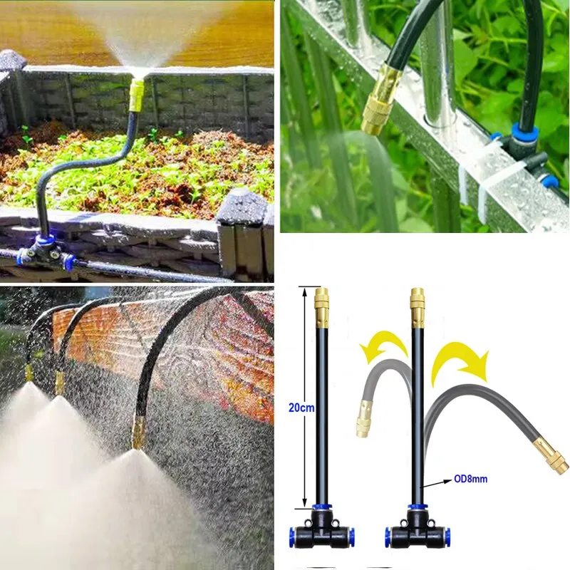 Mist Sprinkler Adjustable 360&deg; Rotating Copper 8mm Connector for Garden Plant