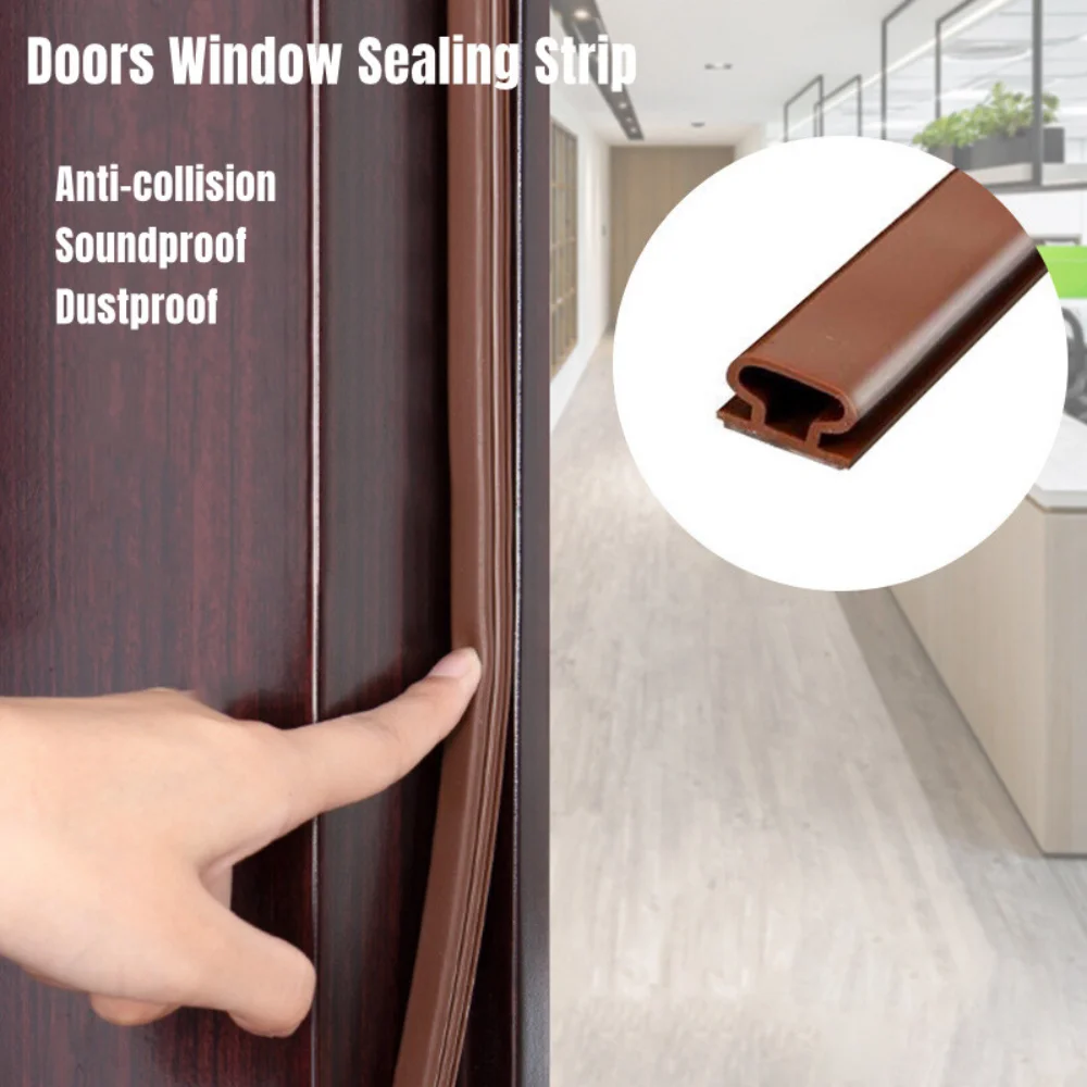 6M Silicone Rubber Self-adhesive Sealing Strip Soundproof Doors Window Anti-collision Weather Strip Gap Blocker Insulation Tape