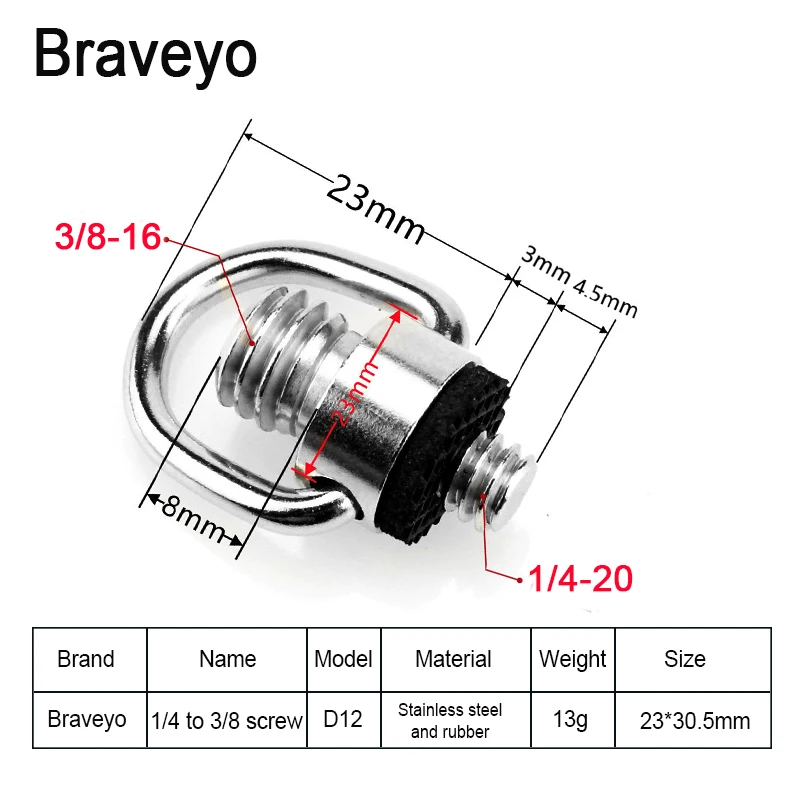 Camera Screw Set D-ring 1/4 3/8 Inch Camera Screw Stainless Steel Quick Release Screw Universal Photography Accessories for Dslr Camera Ballhead