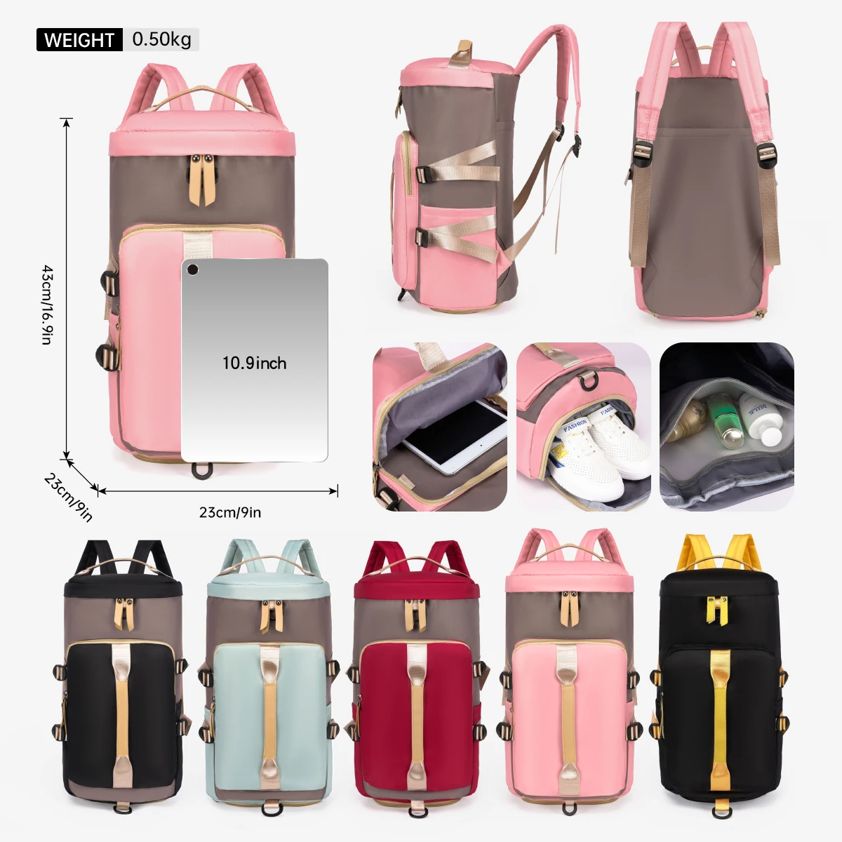 Large-Capacity Short-Distance Travel Bag for Women, Foldable Business Trip Luggage Bag, Lightweight Expansion Crossbody Handbag, Men's Backpack with Shoe Compartment, Multi-Function
