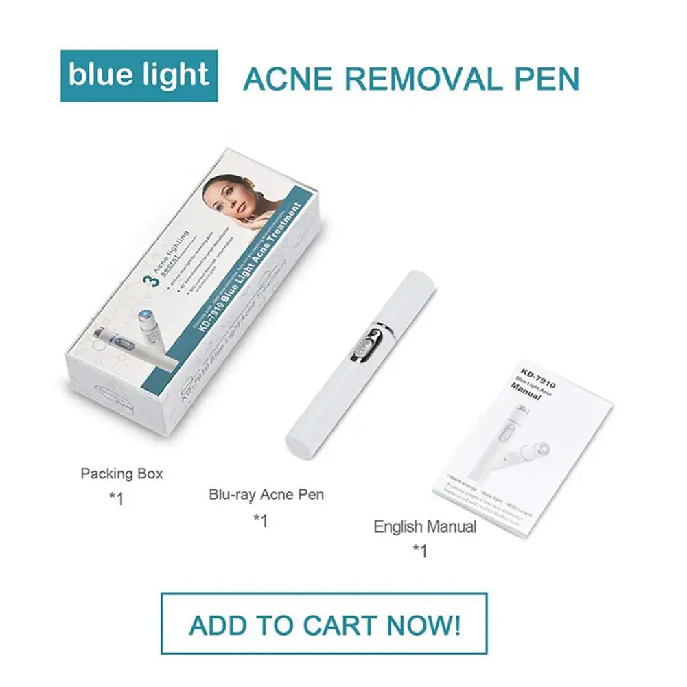 Blue Light Acne Pen Mini Blue Light Acne Pen Eye Massager Anti-Pouch Black Eye Massage Stick and Face Beautifying Instrument