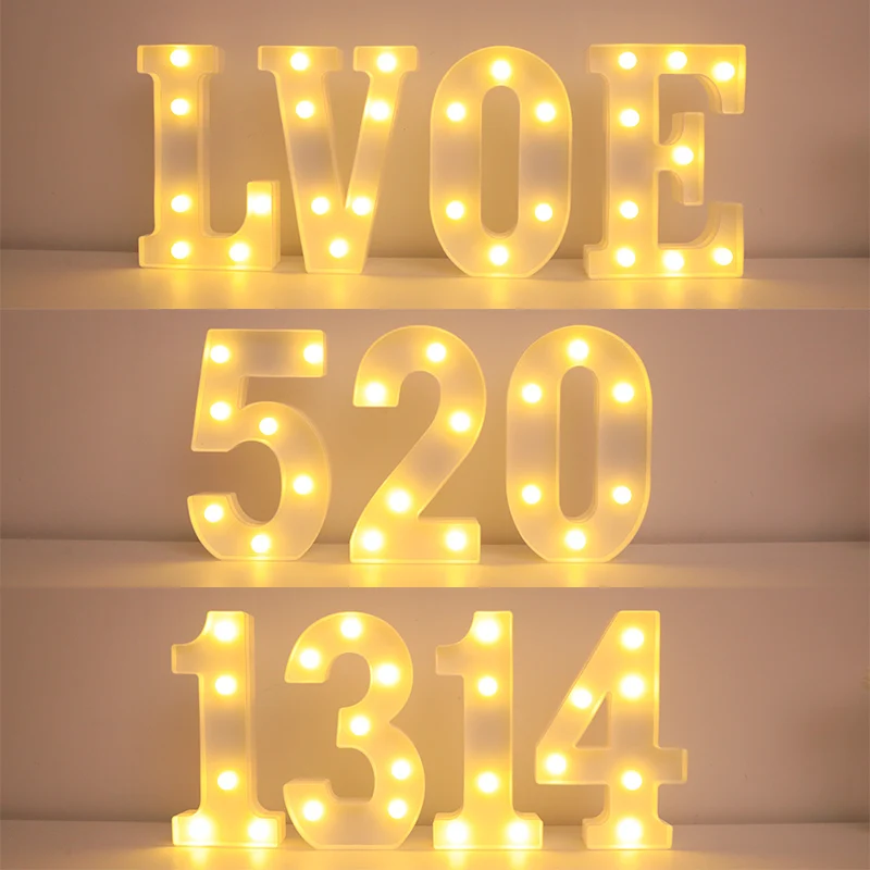 Wedding Decorative LED Lights Luminous Number Lamp Night Light for Party Baby Bedroom Home