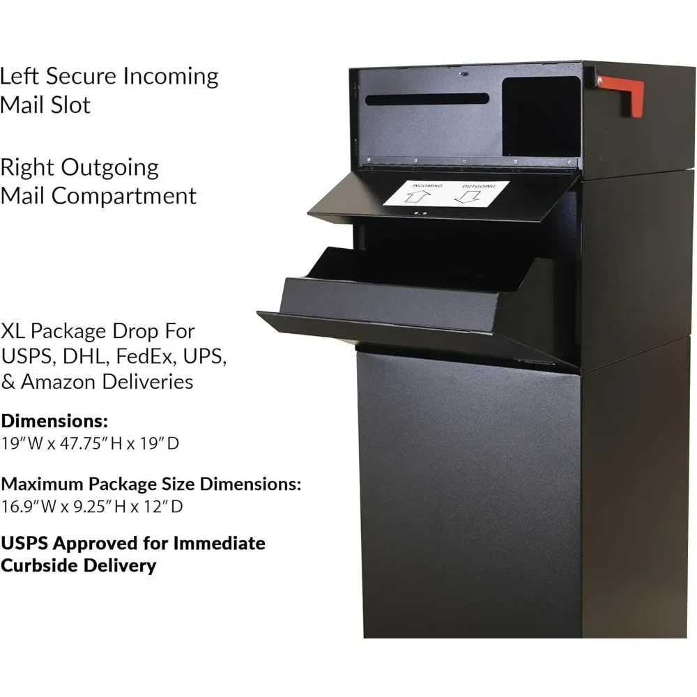 Full Service Vault DVCS0015 Secure Curbside Mailbox/Package Drop with Locking Letterbox (Black)