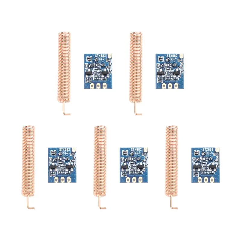 A77P-STX882-433 무선 송신기 모듈 433Mhz RF 인포트 ASK 소형 범위용 - 5개 저가형 TX 모듈 세트