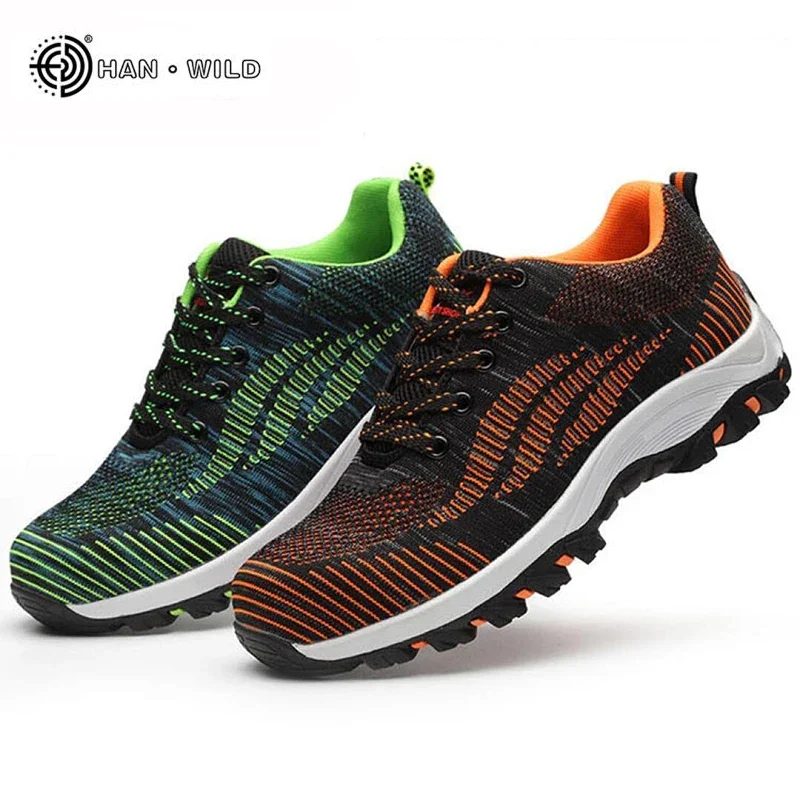 Men Casual Safety Shoes Spring Mesh Lace Up Steel Toe Shoe Men's Puncture Proof Labor Insurance Work Boots