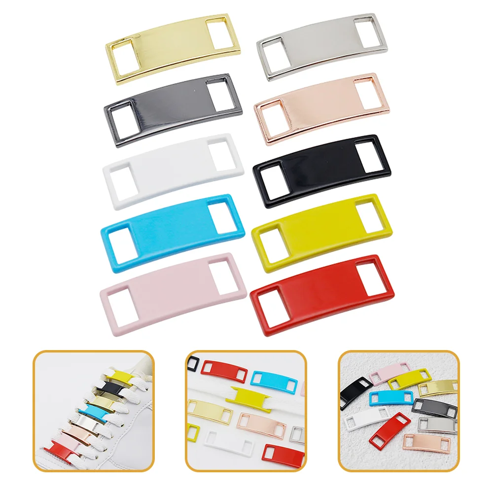 

10 Pcs Metal Shoe Buckle Shoelace Scutcheons Square Buckles Decor Womens Casual Shoes Sports Connectors Turnbuckle