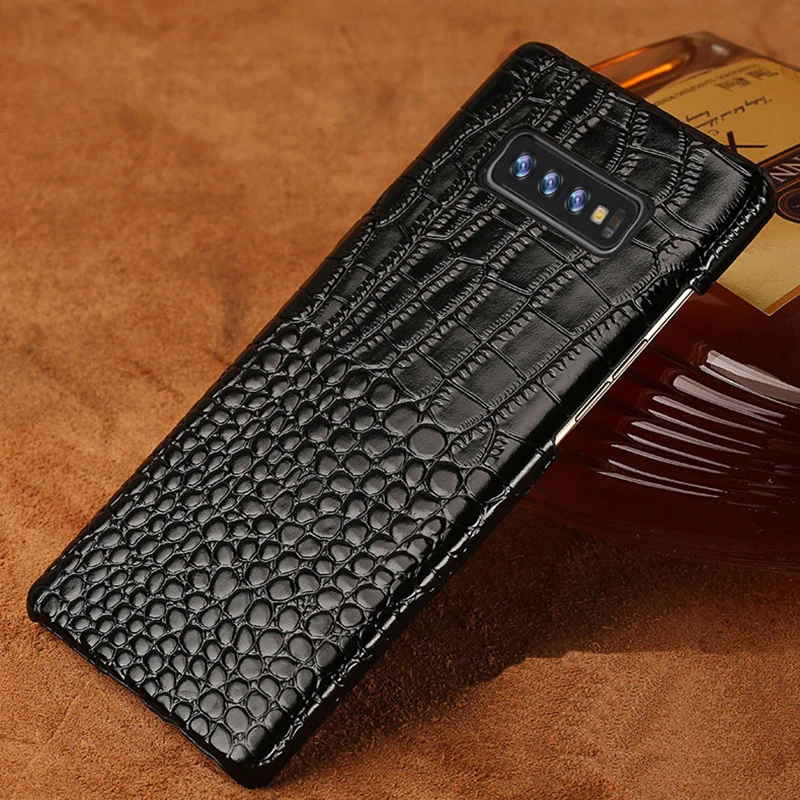 

Genuine Leather phone case leather Capa For s10 Plus lite crocodile texture Back Cover for galaxy For Samsung Note 10 10plus 10+