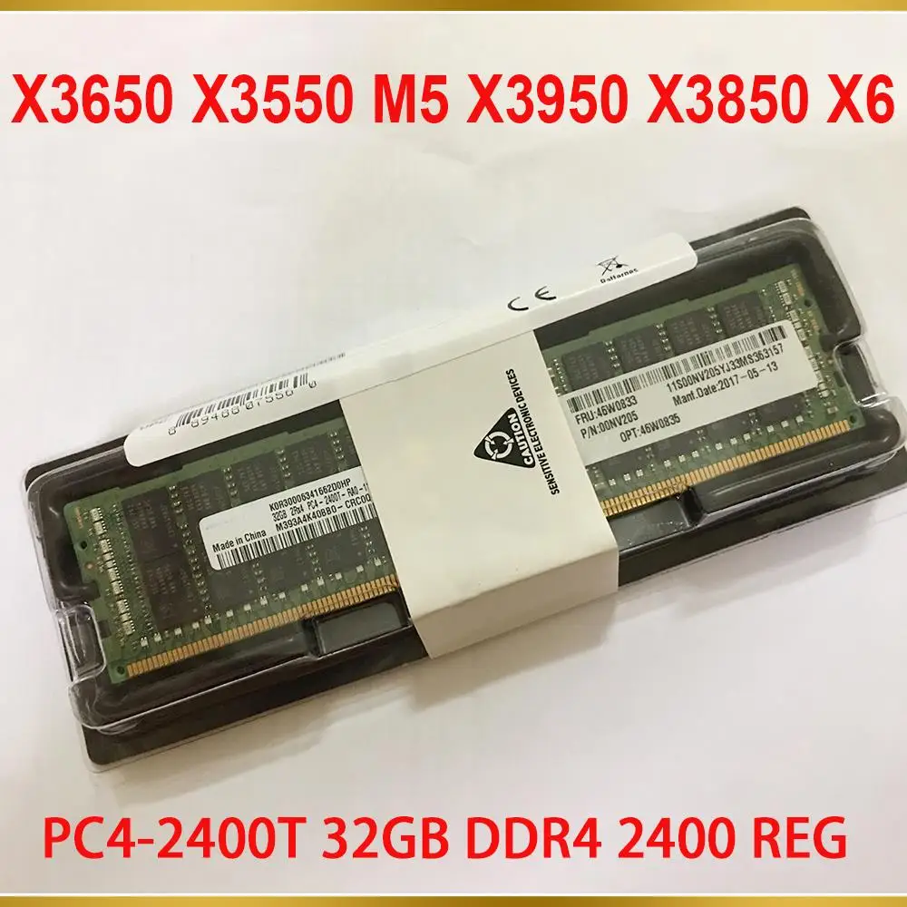 1PCS Server Memory For IBM RAM X3650 X3550 M5 X3950 X3850 X6 46W0835 46W0833 00NV205 PC4-2400T 32GB DDR4 2400 REG 3 1PCS Server Memory For IBM RAM X3650 X3550 M5 X3950 X3850 X6 46W0835 46W0833 00NV205 PC4-2400T 32GB DDR4 2400 REG