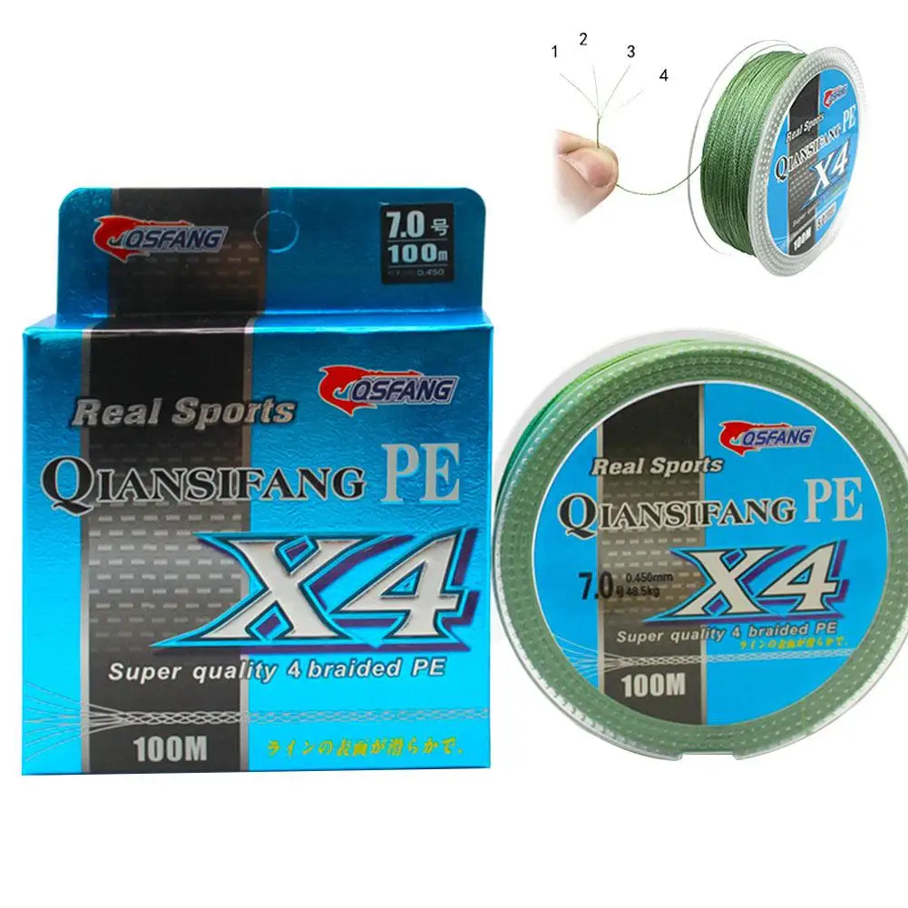 SuperStrong4StrandsBraidedFishingLine10LB80LBHighTensileStrengthBraidedLines100M