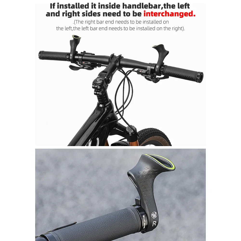 Bicycle Handlebar Grips MTB Handle Bar Ends Ultralight Auxiliary Mountain Bicycle Inner Handlebar Grips Ergonomic Design Cycling Accessories